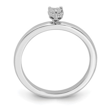Sterling Silver Rhodium Plated Polished Diamond Heart Shape Ring — alternate view