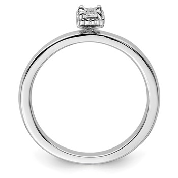 Sterling Silver Rhodium Plated Polished Diamond Square Shape Ring — alternate view