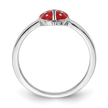 Sterling Silver Rhod-plated Polished and Enameled Ladybug Children's Ring — alternate view