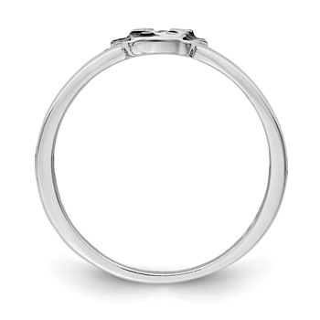 Sterling Silver RH-plated Black and White Enameled Puppy Children's Ring — alternate view