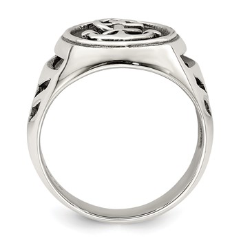 Sterling Silver Antiqued Anchor Ring — alternate view