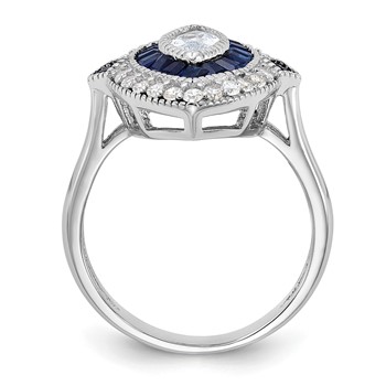 Sterling Silver Rhodium-plated CZ and Synthetic Blue Spinel Ring — alternate view