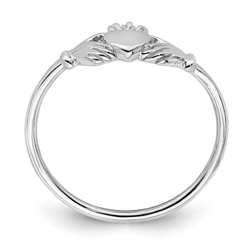 Sterling Silver Rhodium-plated Claddagh Ring — alternate view