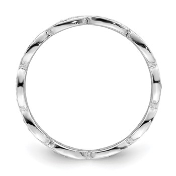 Sterling Silver Rhodium-plated Fancy Scalloped CZ Band — alternate view