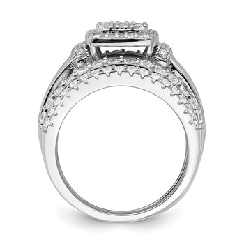 Sterling Silver Rhodium-plated CZ Square Cut 3 Piece Set Ring — alternate view