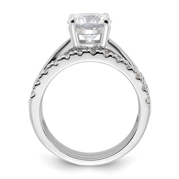 Sterling Silver Rhodium-plated 8mm CZ Solitaire & 2 CZ Bands Set — alternate view