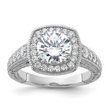 Image of Sterling Silver Rhodium-plated 8mm Center CZ Halo Ring