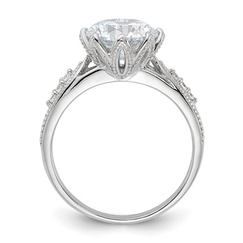 Sterling Silver Rhodium-plated 9mm CZ Ring — alternate view