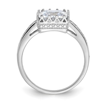 Sterling Silver Rhodium-plated Polished CZ Ring — alternate view