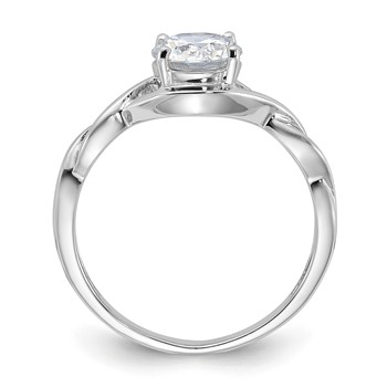 Sterling Silver Rhodium-plated 6.5mm CZ Twisted Ring — alternate view