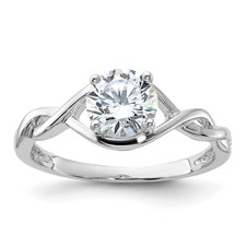 Image of Sterling Silver Rhodium-plated 6.5mm CZ Twisted Ring