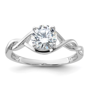 Sterling Silver Rhodium-plated 6.5mm CZ Twisted Ring