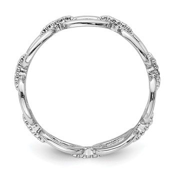 Sterling Silver Rhodium-plated CZ Bars and Oval Links Band — alternate view