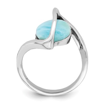 Sterling Silver Rhodium-plated Larimar Twisted Ring — alternate view