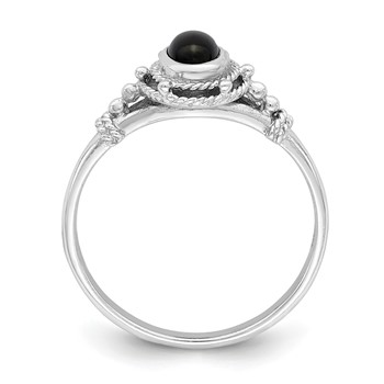 Sterling Silver Rhodium-plated with Black Oval Onyx Stone Ring — alternate view
