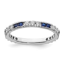 Image of Sterling Silver Rhodium-plated Synthetic Blue Spinel & CZ Ring