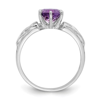 Sterling Silver Rhodium-plated Amethyst Celtic Trinity Ring — alternate view