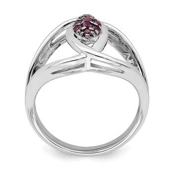 Sterling Silver Rhod-plat Rhodolite Garnet Ring — alternate view