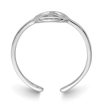 Sterling Silver Rhodium-plated Peace Sign Toe Ring — alternate view