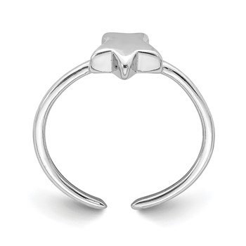 Sterling Silver Rhodium-plated Polished Star Toe Ring — alternate view