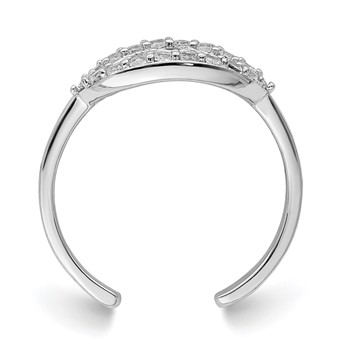 Sterling Silver Rhodium-plated Enameled & CZ Eye Toe Ring — alternate view