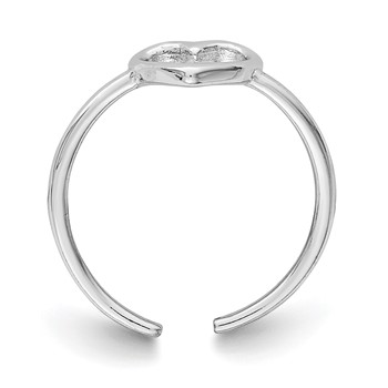 Sterling Silver Rhodium-plated Polished Heart Toe Ring — alternate view