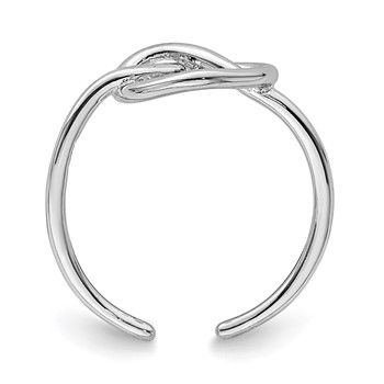 Sterling Silver Rhodium-plated Polished Heart Knot Toe Ring — alternate view