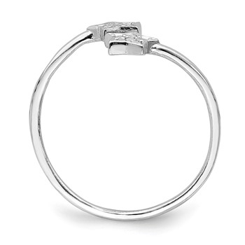 Sterling Silver Rhodium-Plated CZ Stars Bypass Adjustable Ring — alternate view