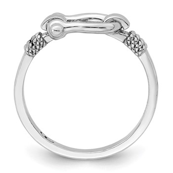 De-Ani Sterling Silver Rhodium-Plated Polished Shackle with Rope Trim Ring — alternate view