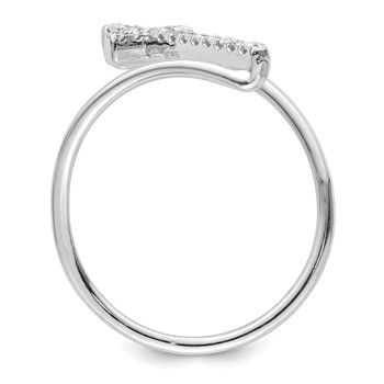 Sterling Silver Rhodium-plated Polished CZ Cross Ring — alternate view