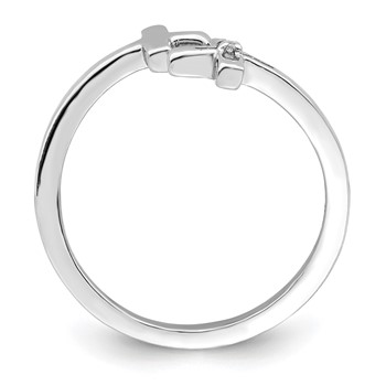 Sterling Silver Rhodium-plated CZ Double Cross Adjustable Ring — alternate view