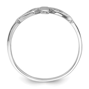 Sterling Silver Rhodium plated Hearts & Cross Ring — alternate view