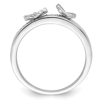 Sterling Silver Rhodium plated CZ Butterflies Ring — alternate view