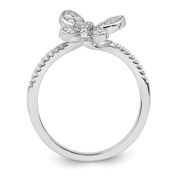 Sterling Silver Rhodium-plated CZ Butterfly Ring — alternate view