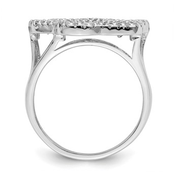 Sterling Silver Rhodium-plated Polished CZ Paw Print Ring — alternate view