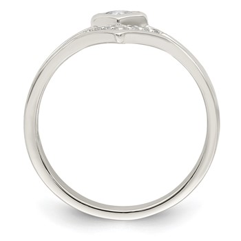 Sterling Silver Polished Square CZ 3 Ring Set — alternate view