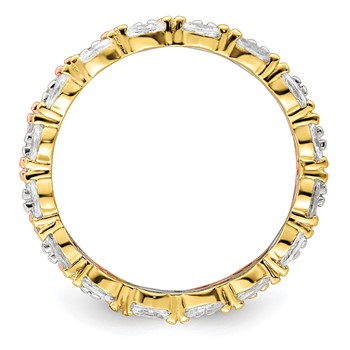 Sterling Silver Rose & Gold-tone Marquise CZ Eternity 3 Ring Set — alternate view