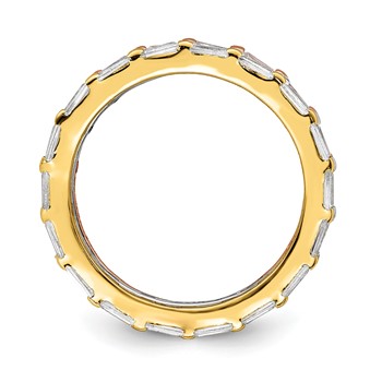 Sterling Silver Rose & Gold-tone Baguette CZ Eternity 3 Band Set — alternate view