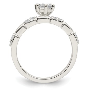 Sterling Silver Polished CZ Wedding Ring Set — alternate view