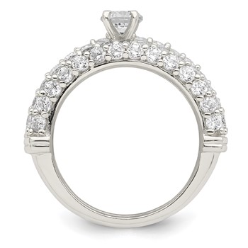 Sterling Silver Polished Pave CZ Wedding Ring Set — alternate view