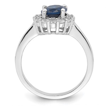 Sterling Silver Polished Rhodium-plated Blue and Clear CZ Ring — alternate view
