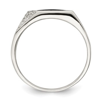Sterling Silver Black Enameled and CZ Mens Ring — alternate view
