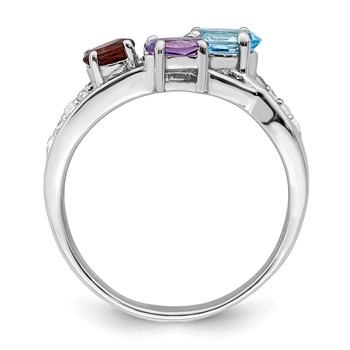 Sterling Silver RH-plated 1.15t.w. BT/AM/GA/WT Oval Ring — alternate view