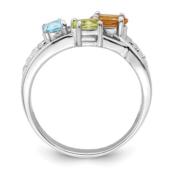 Sterling Silver RH-plated 1.09t.w. CI/PE/LSBT/WT Ring — alternate view