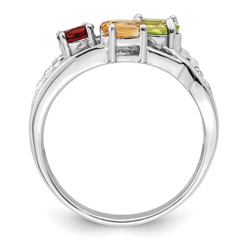 Sterling Silver RH-plated 1.08t.w. PE/CI/GA/WT Ring — alternate view