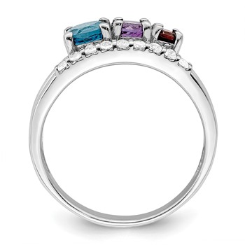 Sterling Silver RH-plated 1.12t.w. LSBT/AM/GA/WT Ring — alternate view