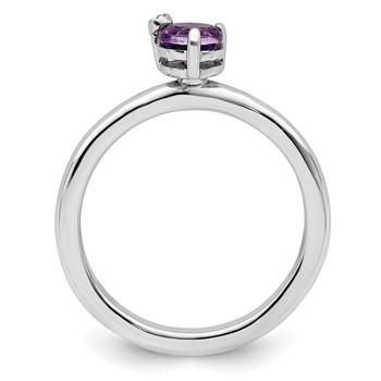 Sterling Silver Rhodium-plated Polished Amethyst & White Topaz Ring — alternate view