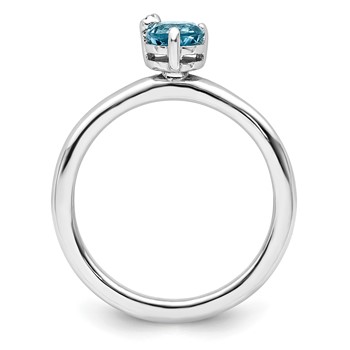 Sterling Silver Rhodium-plated Polished LS Blue Topaz & White Topaz Ring — alternate view