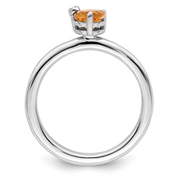 Sterling Silver Rhodium-plated Polished Circle Citrine & White Topaz Ring — alternate view