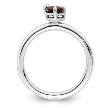 Sterling Silver Rhodium-plated Polished Smoky Quartz & White Topaz Ring — alternate view
